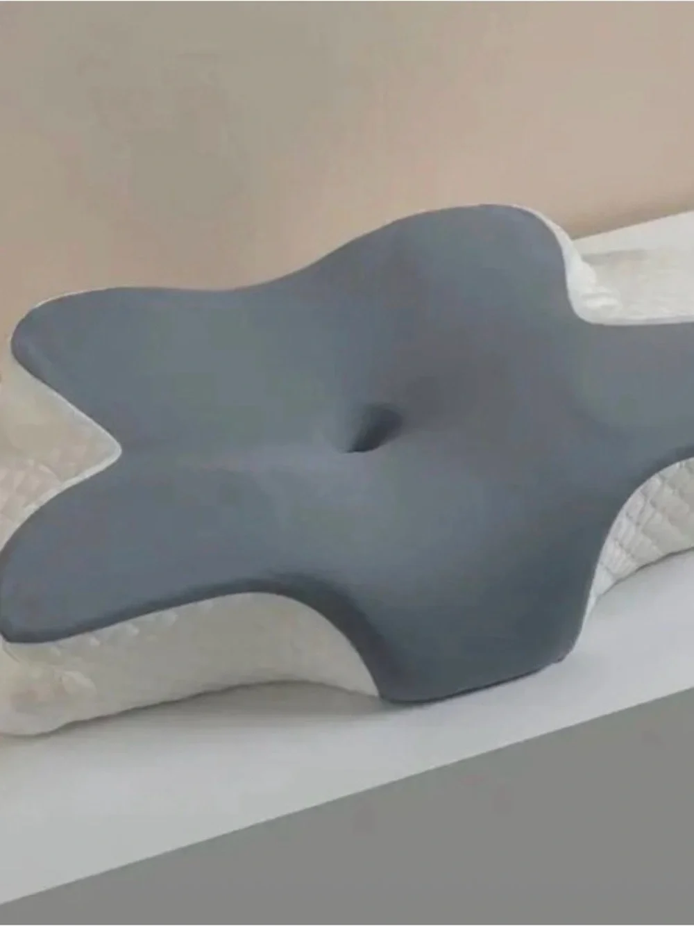 Butterfly style Ergonomic Gray Memory Foam Head Shaping Pillow